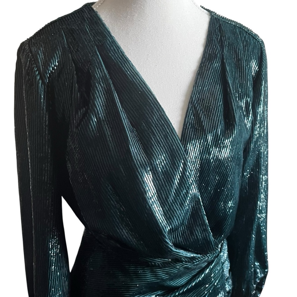 Amanda Uprichard Women's Small Long Sleeve Roma Dress in Ansella Burnout Green - Picture 5 of 11